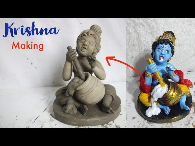 कृष्णा मूर्ति बनाने सीखें || Krishna murti making 2024 || Krishna idol making with clay