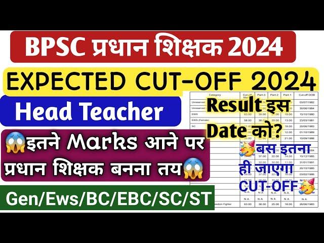 BPSC प्रधान शिक्षक Expected Cut-Off2024इतने Marks आने पर HeadTeacher बनना तय 