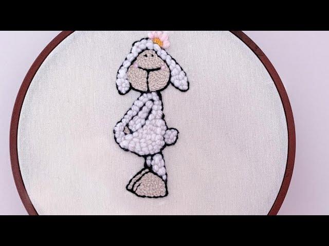 Crop Hırka ve Süveter için Punch ile koyun yapımı (how to do a sheep figure with a punch needle)