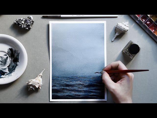 Easy Watercolor Misty Ocean  Watercolor Tutorial For Beginners