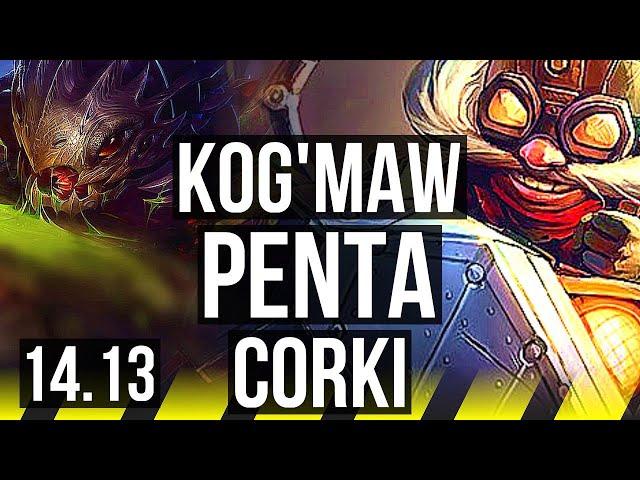 KOG'MAW & Lulu vs CORKI & Nami (ADC) | Penta, 24/2/4, Legendary | EUW Master | 14.13