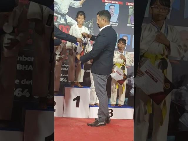 Karatte compitition. Liyana mol at the stage. #karate #compitition #prize