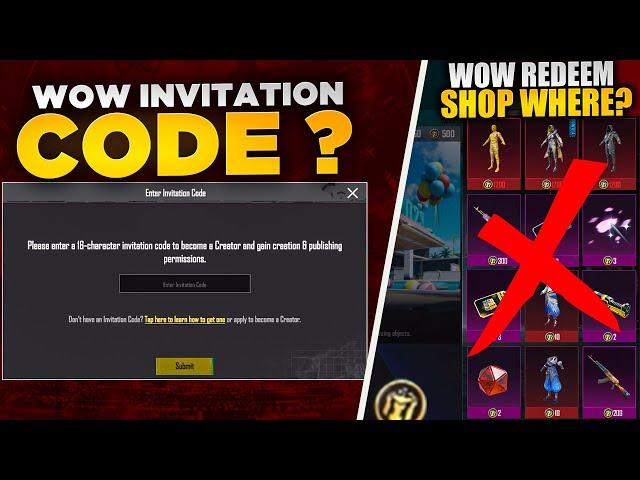 New Wow Redeem Shop ? | Wow Mode Invitation Code? | All New Updates | PUBGM