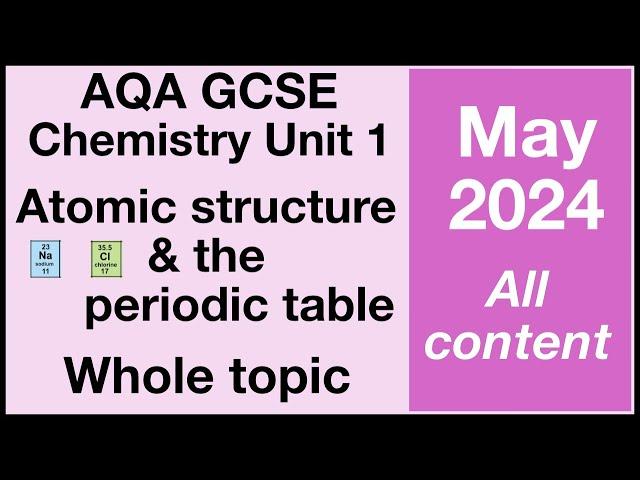 Whole of Unit 1, AQA GCSE Chemistry - Atomic Structure and the periodic table