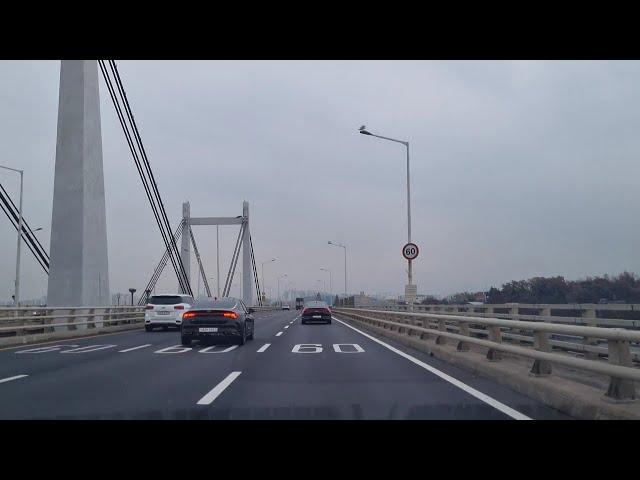 4k, drive, asmr, video, 개화동로, 행주대교, 자유로, 티맵, Korea, road, bridge, expressway, riverside, tmap,