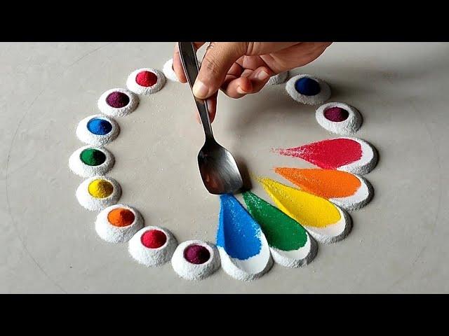 9 STUNNING AND INNOVATIVE MULTI-COLOURED RANGOLIS|| SATISFYING RANGOLI ART, RELAXING RANGOLI VIDEO