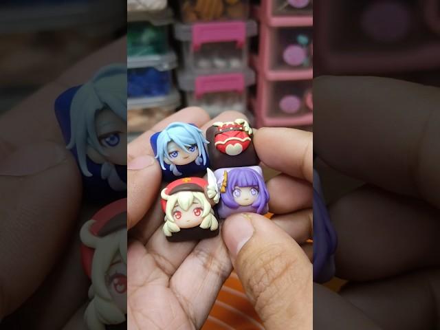 Genshin Impact keycaps! ️ #genshinimpact #keycaps #polymerclay #tutorial #kawaii #chibi #genshin