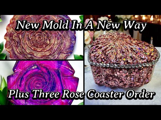 #872 Resin Heart Trinket Tray A New Way + Three Custom Rose Coasters