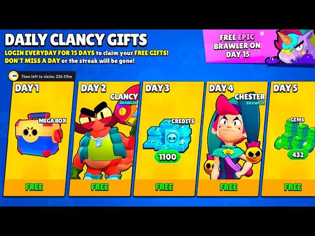 DAILY CLANCY FREE GIFTS! NEW BRAWLER Box Opening | Brawl Stars