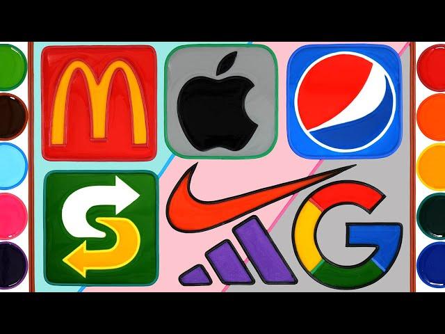 Famous logo Jelly Painting art - McDonald's, Apple, NIKE, Pepsi, Adidas | Mewarnai logo merek