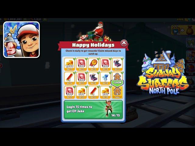 Merry Christmas! Login 15 Times to get Elf Jake On Subway Surfers North Pole 2023