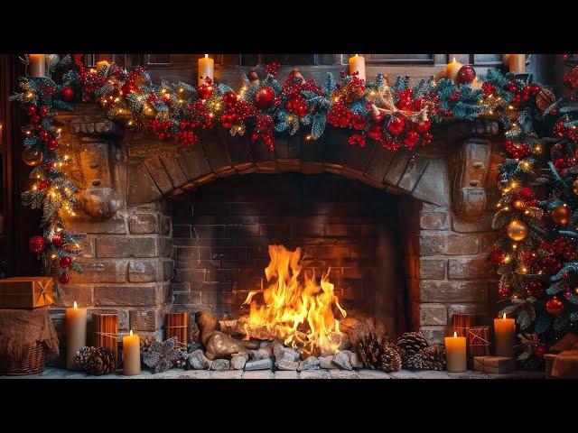 Relieve Stress with Relaxing Christmas Jazz Music  Crackling Fireplace at Cozy Christmas Ambience