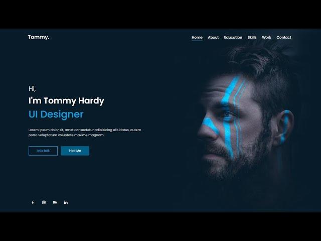 Responsive Personal Portfolio Website using HTML CSS & Javascript