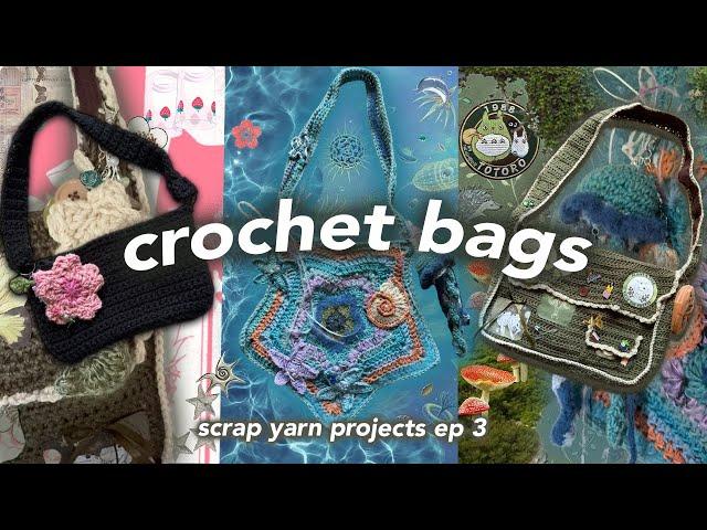 Crocheting Bags With Scrap Yarn  | Scrap Yarn Projects ep 3 |  Ocean themed, Earthy  , Chic ~