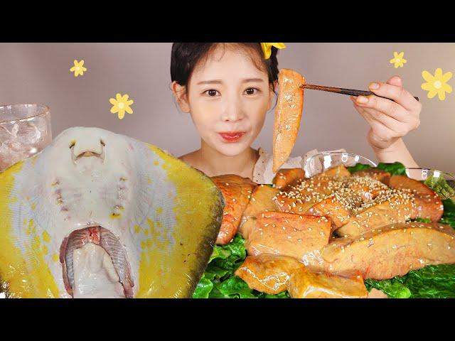 제철 노랑가오리 오늘은 애(간) 단독 먹방 Yellow Stingray Liver [eating show]mukbang korean food