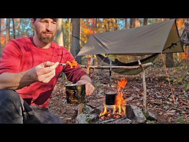 Fall Camping Overnight and Trout Fishing in the Appalachian Mountains with the Hammock