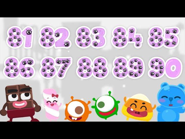 CandyBots 123 Numbers - Learn to Count Numbers from 81 to 90 in English | CandyBots Games