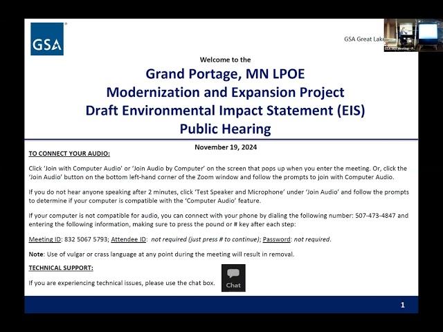 Grand Portage LPOE Draft EIS Public Hearing Presentation Recording