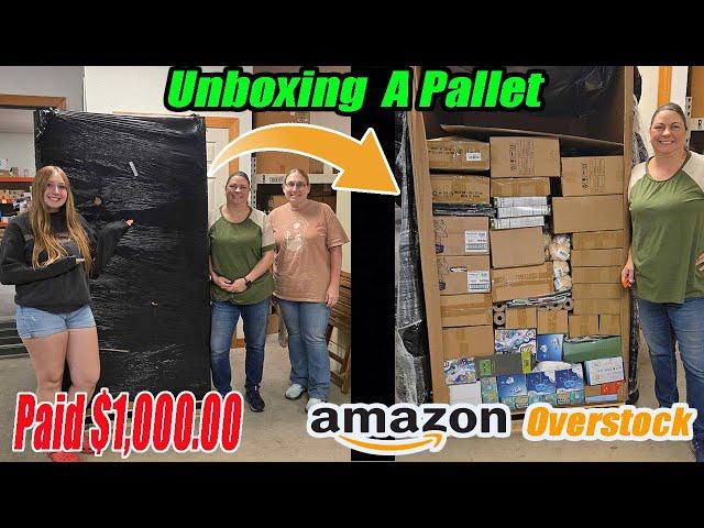 Unboxing Amazon Overstock! I paid $1,000 For this mystery pallet. Check out the amazing stacking job