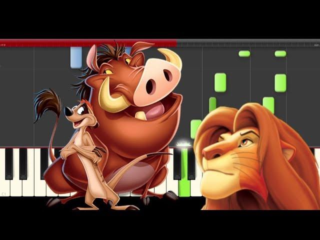 Hakuna Matata piano midi tutorial sheet partitura easy Rey Leon The Lion King 2019