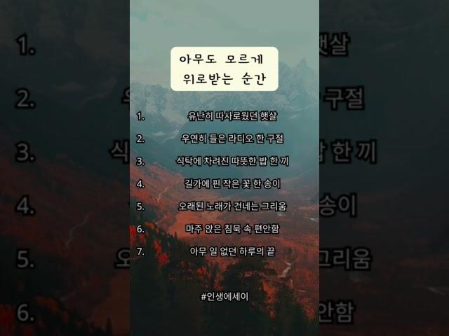 아무도 모르게 위로받는 순간 #신중년 #인생의도전 #인생에세이 #삶의지혜