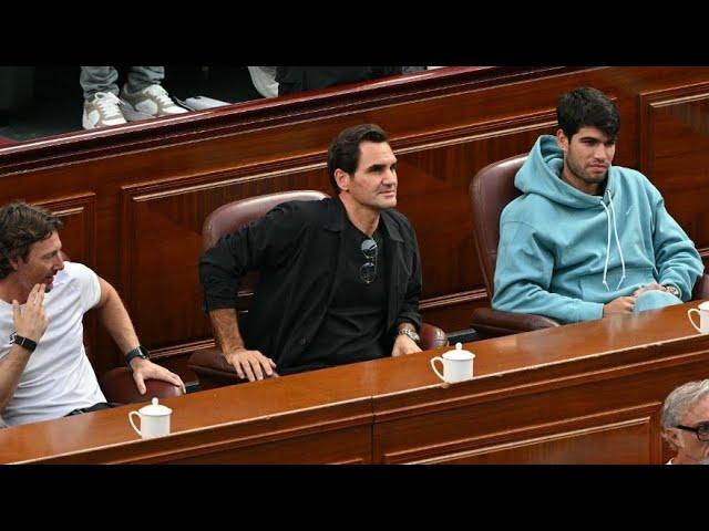 Carlos Alcaraz and Roger Federer spotted the Shanghai final of Jannik Sinner and Novak Djokovic