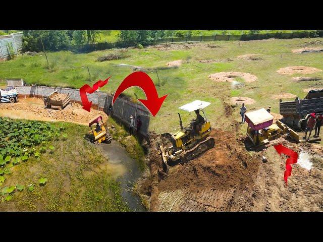 The Fully Video New Construction Canal & Road Build With Dozer Mishubishi Sinking Water Truck Skuck