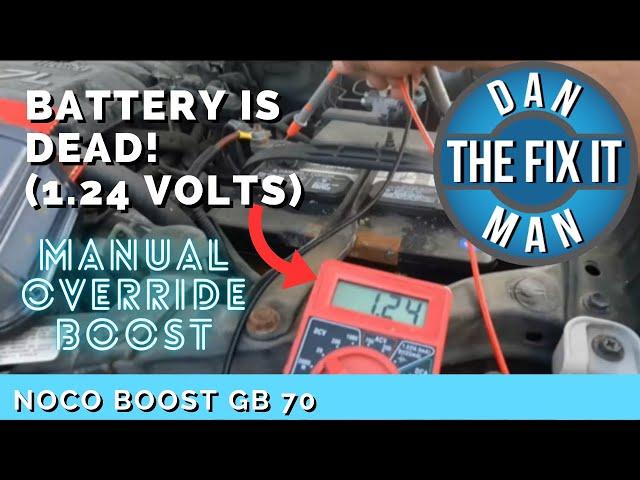 NOCO BOOST GB70 - How to Jump-start a Car with a 'dead' battery using Manual Override Boost Function