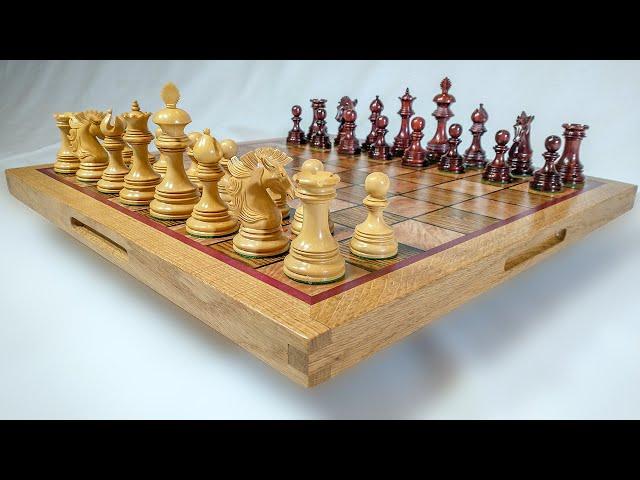 Luxury Chess Board with Maple Burl, Cocobolo, Ebony, Purpleheart, and White Oak