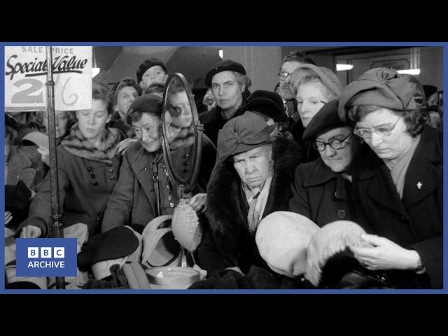 1953: Hunting for BARGAINS in the NEW YEAR SALES | Newsreel | Voice of the People | BBC Archive