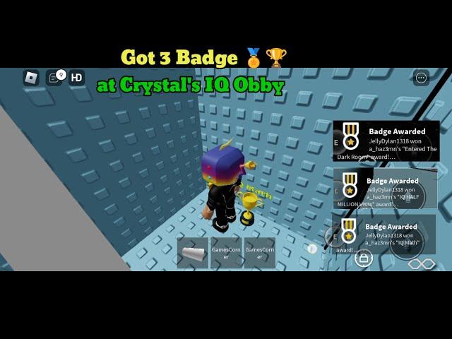 Got 3 Badge  at Crystal's IQ Obby