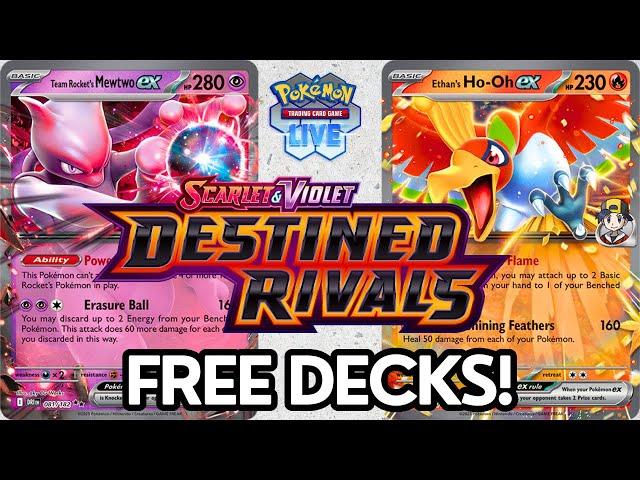 Free Mewtwo ex & Ho-Oh ex decks added to PTCGL! [Destined Rivals Battle Pass]