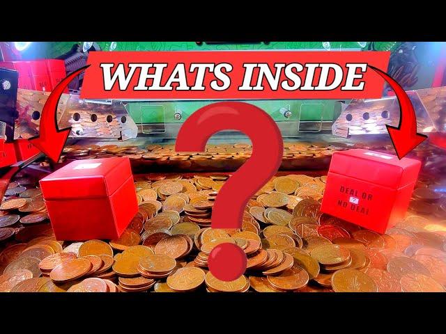 2p machines CAN we WIN this mystery box? .UK arcade 2p pushers claw machines. holiday