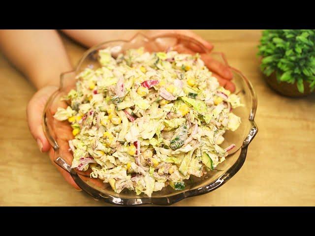 I never get tired of eating this delicious salad! Light salad with Chinese cabbage