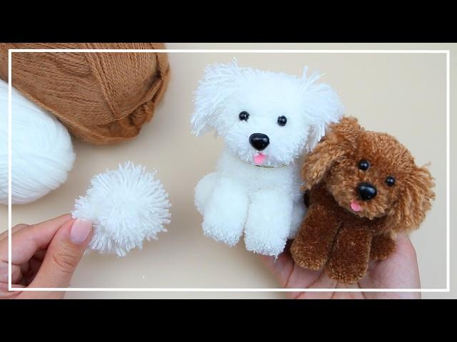 New Cute Yarn Dog Everyone Likes It Very Much!  How to make a dog from pompoms DIY NataliDoma