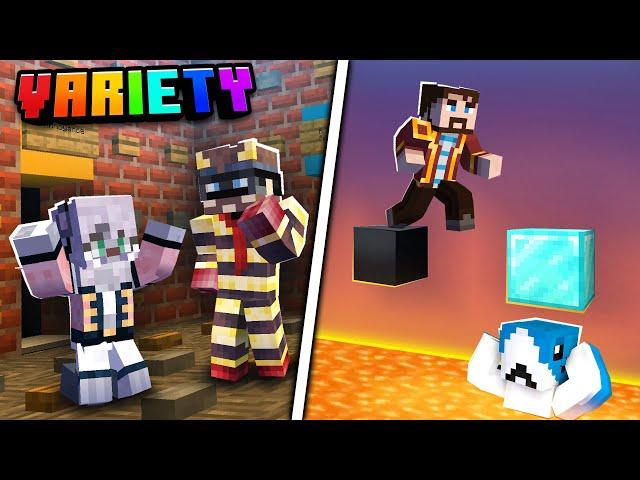 We're back in Minecraft and we still suck! - Variety (Find the Button & Parkour)