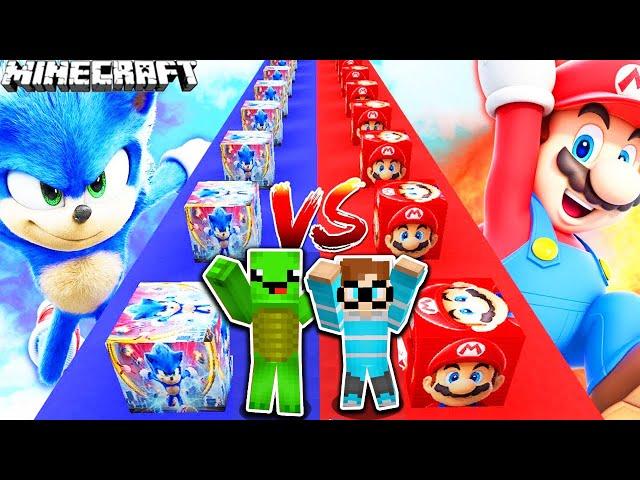 SONIC LUCKY BLOCK VS. SUPER MARIO LUCKY BLOCK Battle in Minecraft