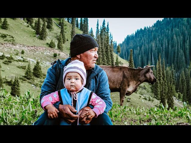 Nomadic Life of a Large Family in Yurt House in Kyrgyzstan Highlands