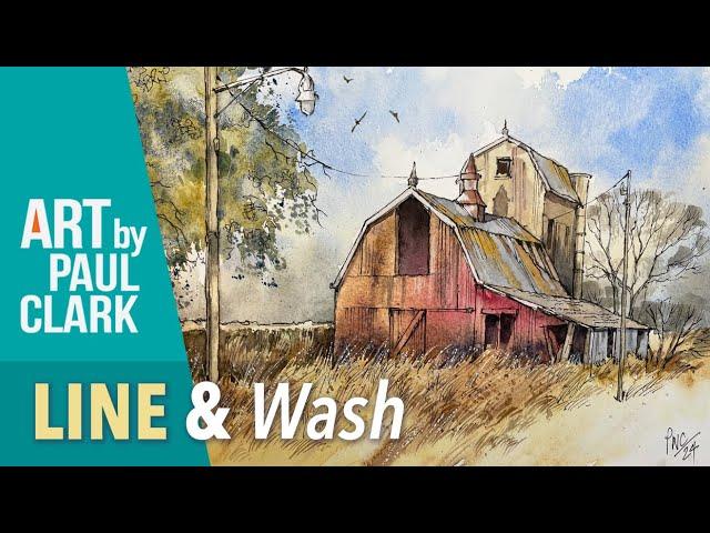 How to Paint an Old Derelict Barn in Line and Wash