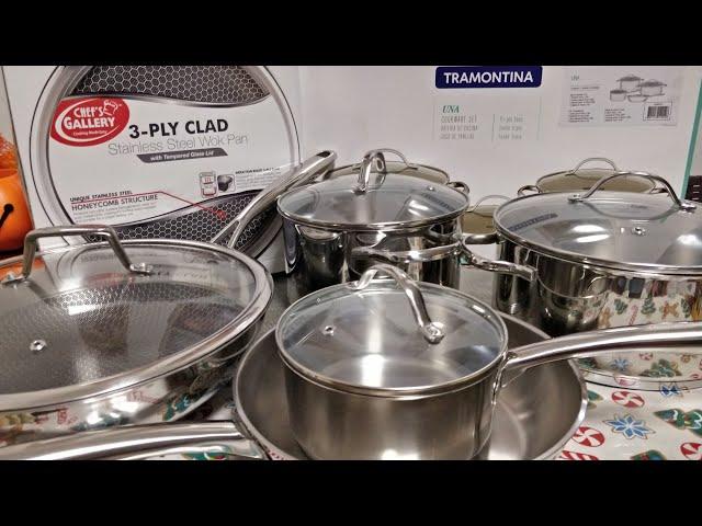 Chef's Gallery 3-Ply Clad Stainless Steel Wok Pan & Tramontina UNA Cookware Set - Unboxing