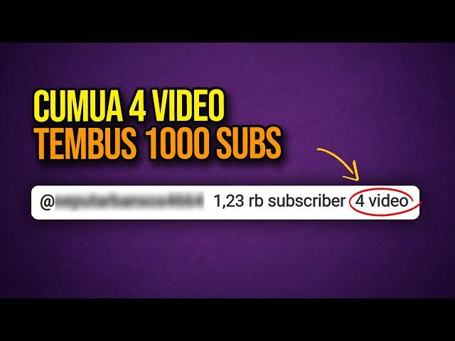 Channel Baru Saya Tembus 1000 Subscriber Hanya 4 Video