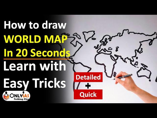 How to Draw World Map in 20 Seconds? | UPSC tricks | Easy World Map Drawing | Quick World Map