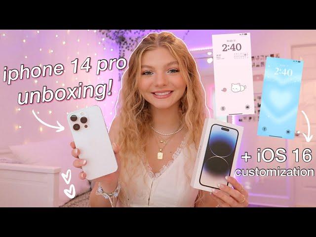 iPhone 14 Pro UNBOXING & REVIEW!! + iOS 16 phone customization tips/tricks & setting up!