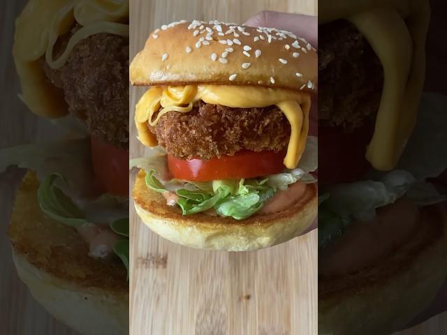 The BEST Cheesy Chicken Burger  #shorts #chicken #onemadnesscoco