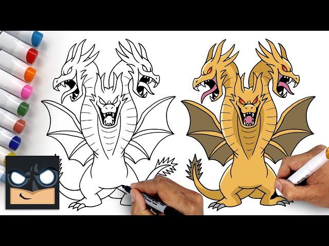 How To Draw King Ghidorah | Draw & Color Tutorial