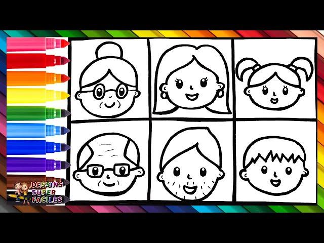 Dessiner et Colorier une Famille: Grands parents, Parents et Enfants  Dessins pour