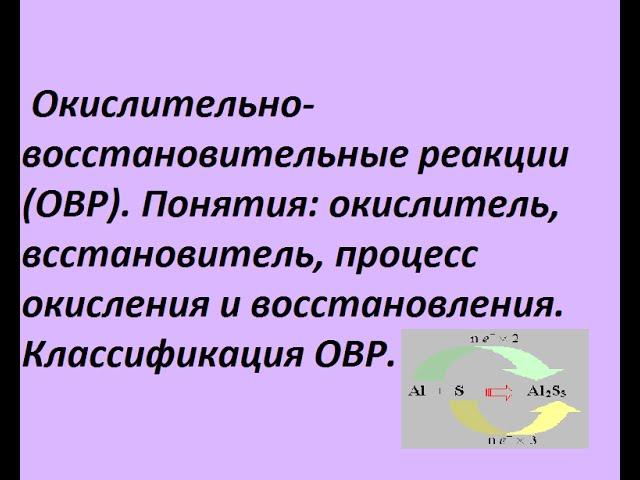 Окислительно-восстановительные реакции. Основные понятия и классификация с примерами.