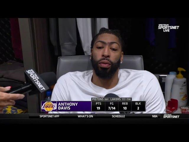 Anthony Davis talks after Lakers lose to Pistons 117-114