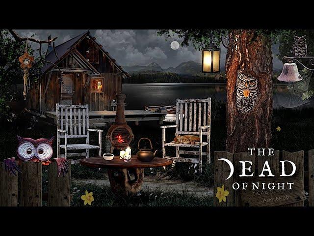 The Owl Cabin  | Cozy Spring Evening by the Lake Ambience | Crackling Fire & Lapping Water Sounds