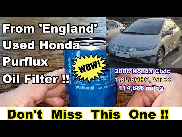 Honda Purflux 15400-RBA-F01 Oil Filter,  Used Honda Purflux Oil Filter